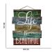 Quadro Placa Decorativa Madeira Frase "Life is Beautiful" D'Rossi