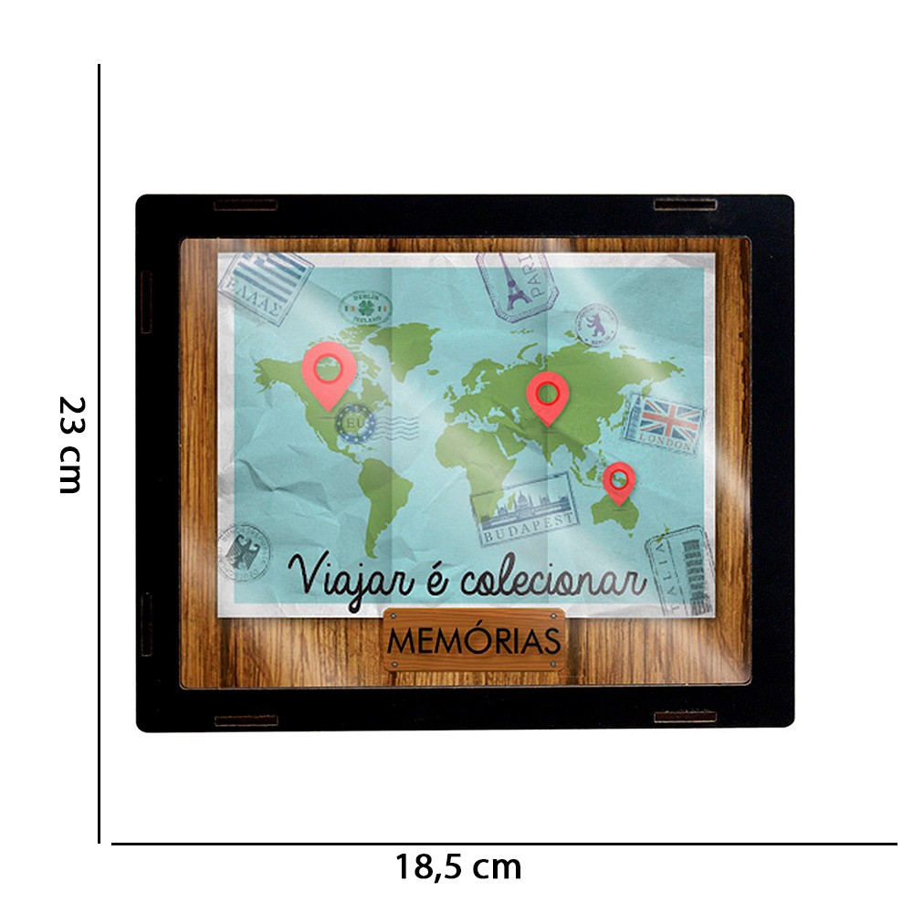 Quadro e Cofre Mapa do Mundo D'Rossi