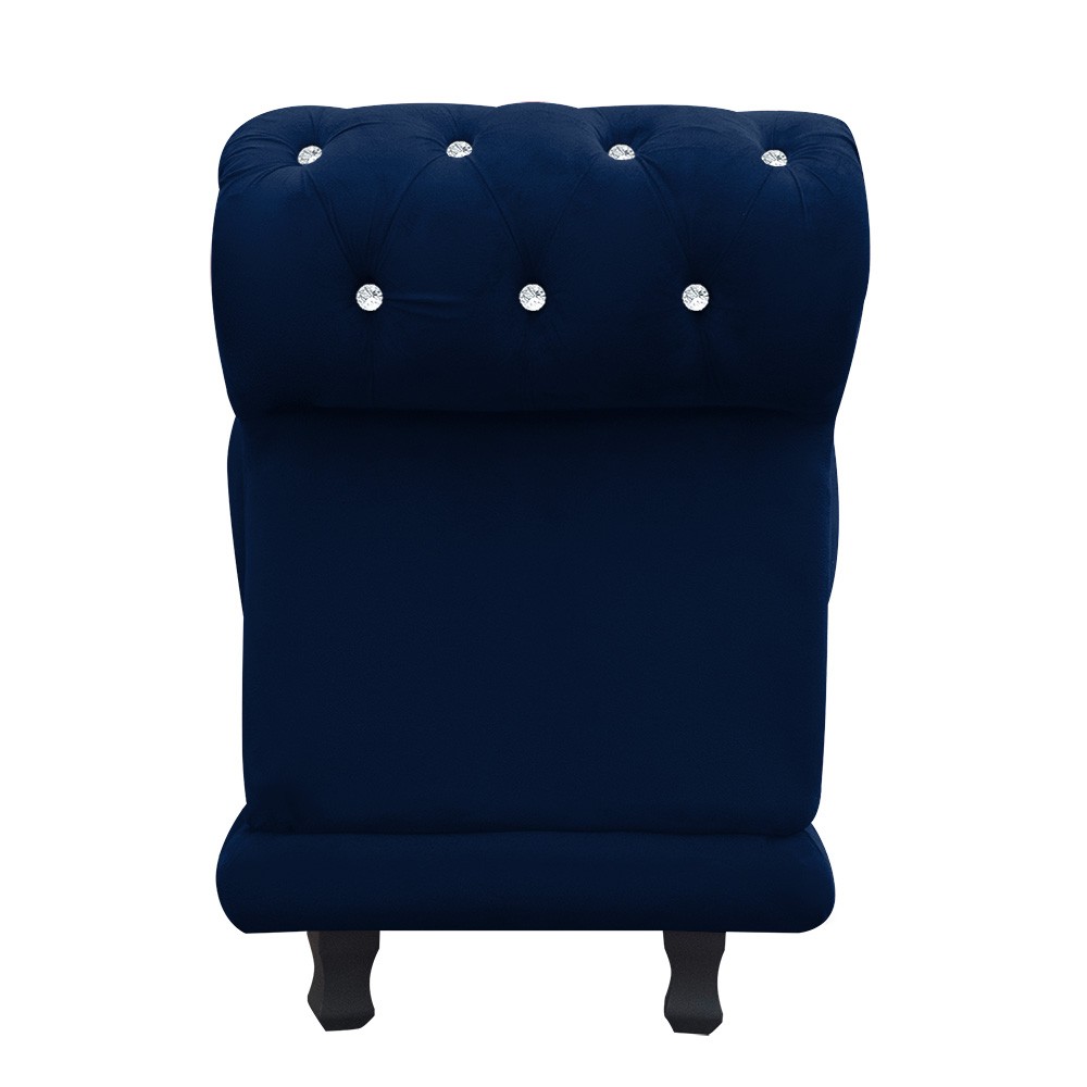 Recamier Barcelona Namoradeira Calçadeira Suede Azul Marinho com strass D'Rossi