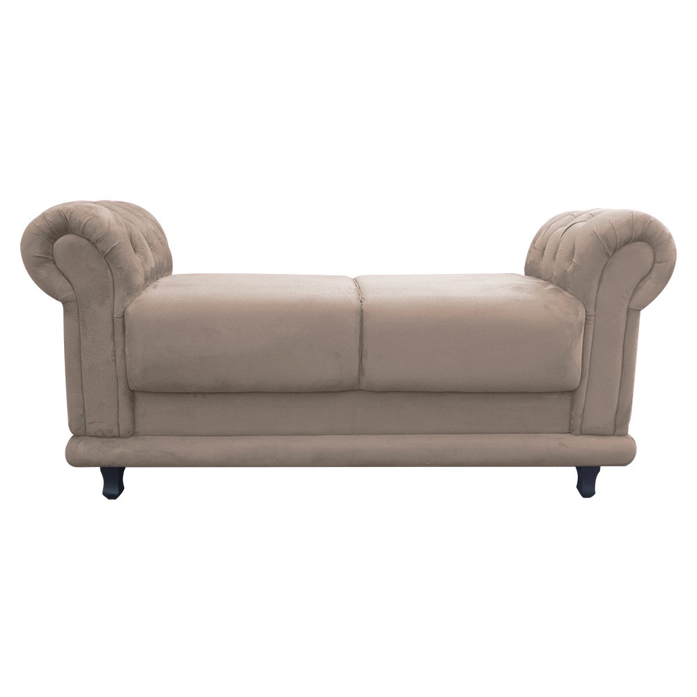 Recamier Barcelona Namoradeira Calçadeira Suede Bege com strass D'Rossi