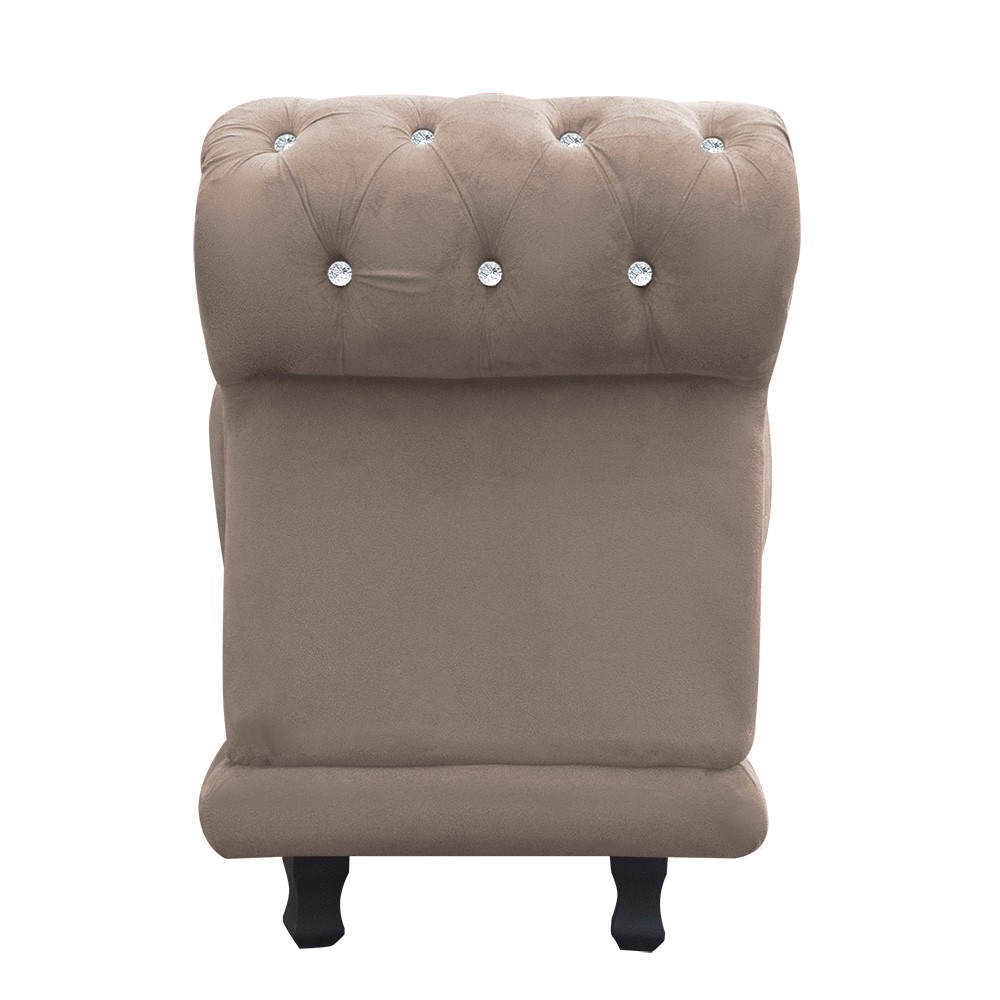 Recamier Barcelona Namoradeira Calçadeira Suede Bege com strass D'Rossi