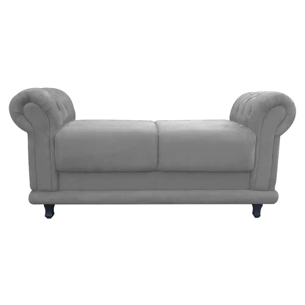 Recamier Barcelona Namoradeira Calçadeira Suede Grafite com strass D'Rossi