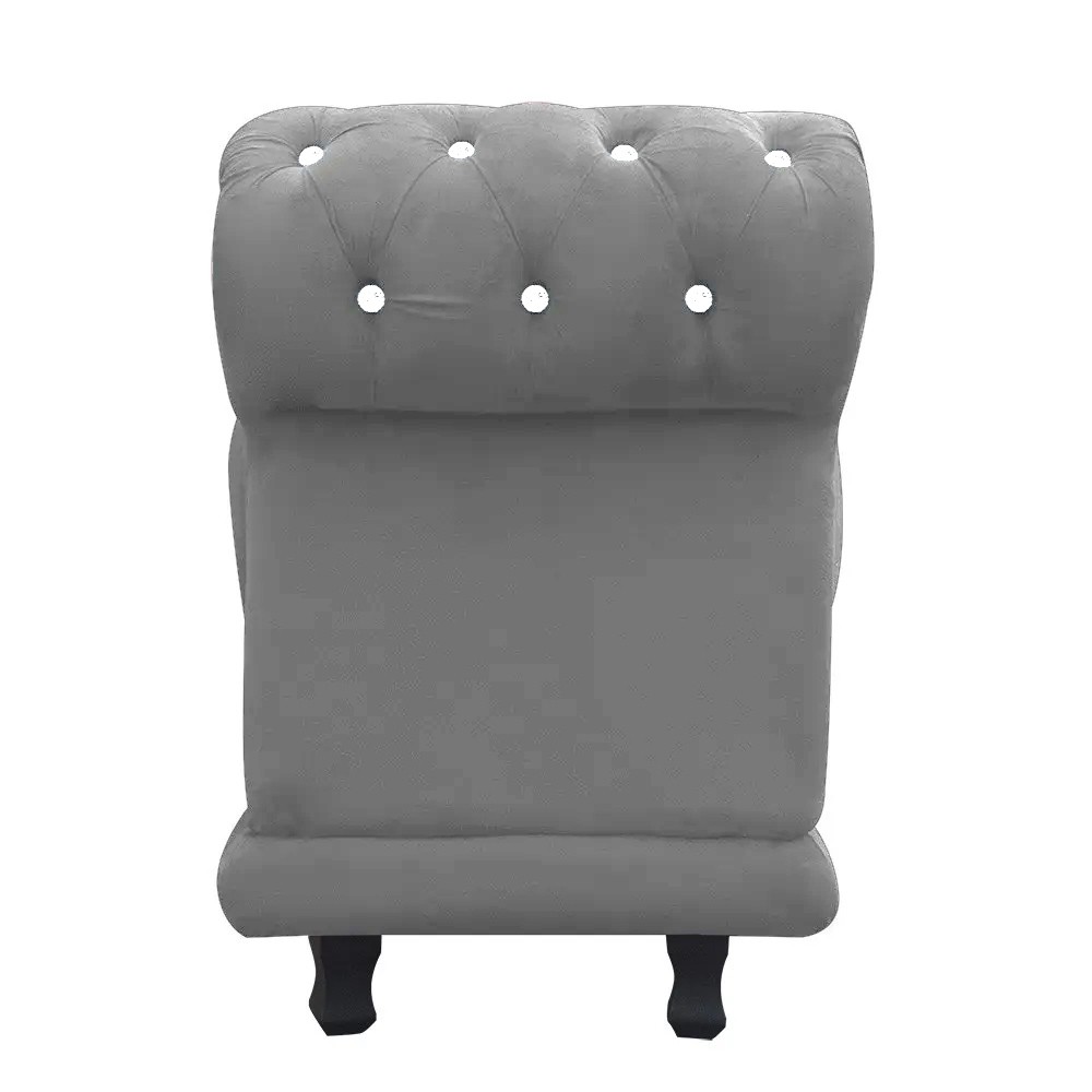 Recamier Barcelona Namoradeira Calçadeira Suede Grafite com strass D'Rossi