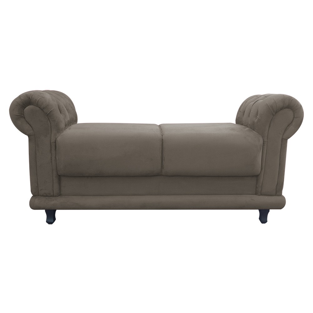 Recamier Barcelona Namoradeira Calçadeira Suede Marrom Rato com strass D'Rossi