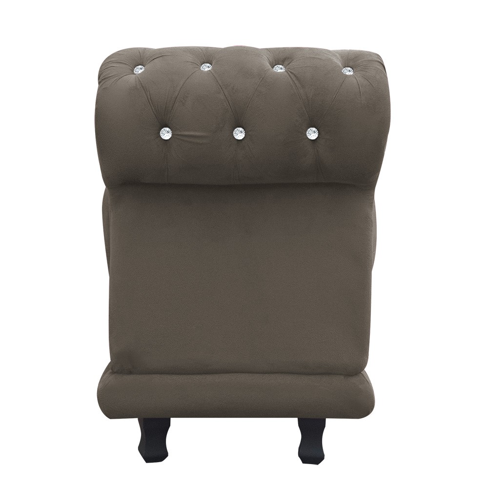 Recamier Barcelona Namoradeira Calçadeira Suede Marrom Rato com strass D'Rossi