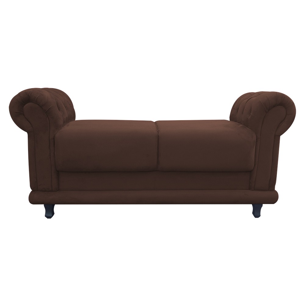 Recamier Barcelona Namoradeira Calçadeira Suede Marrom com strass D'Rossi