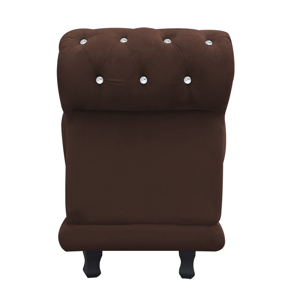 Recamier Barcelona Namoradeira Calçadeira Suede Marrom com strass D'Rossi