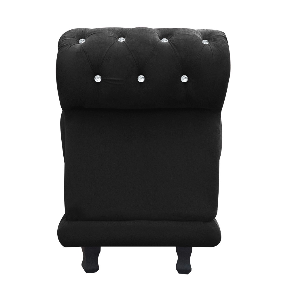 Recamier Barcelona Namoradeira Calçadeira Suede Preto com strass D'Rossi