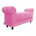 Recamier Barcelona Namoradeira Calçadeira Suede Rosa Bebê com strass D'Rossi