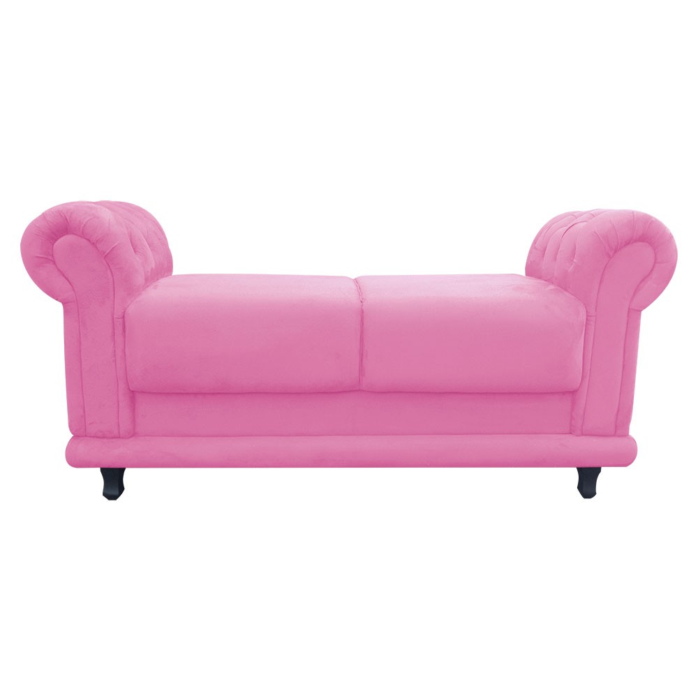 Recamier Barcelona Namoradeira Calçadeira Suede Rosa Bebê com strass D'Rossi