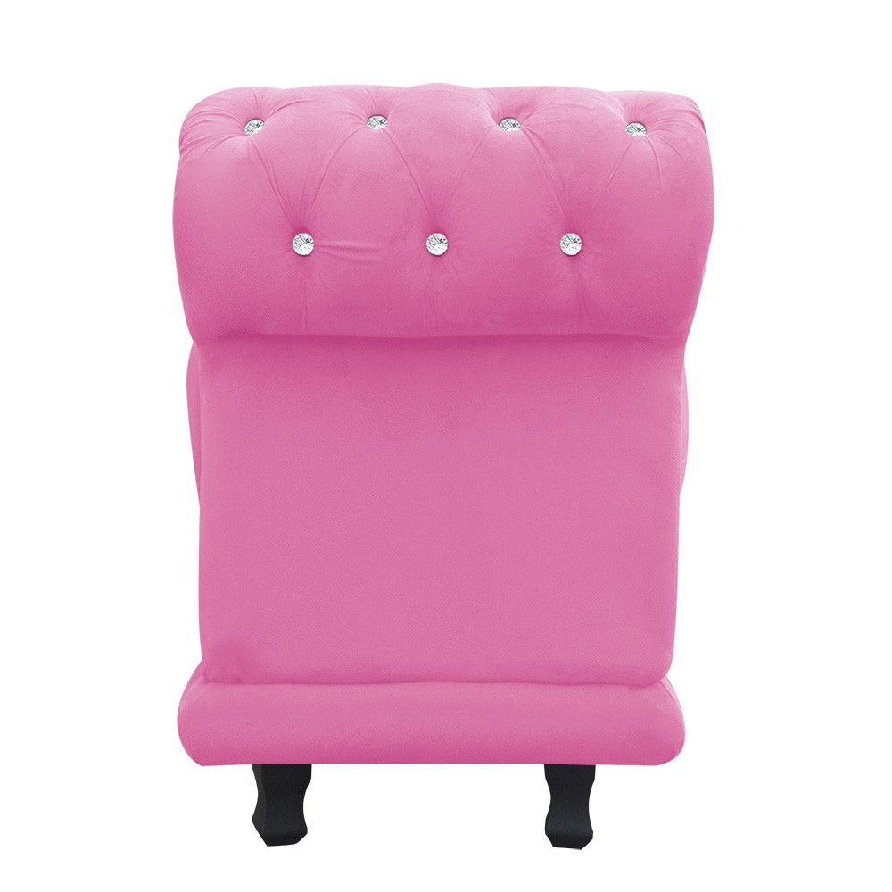 Recamier Barcelona Namoradeira Calçadeira Suede Rosa Bebê com strass D'Rossi