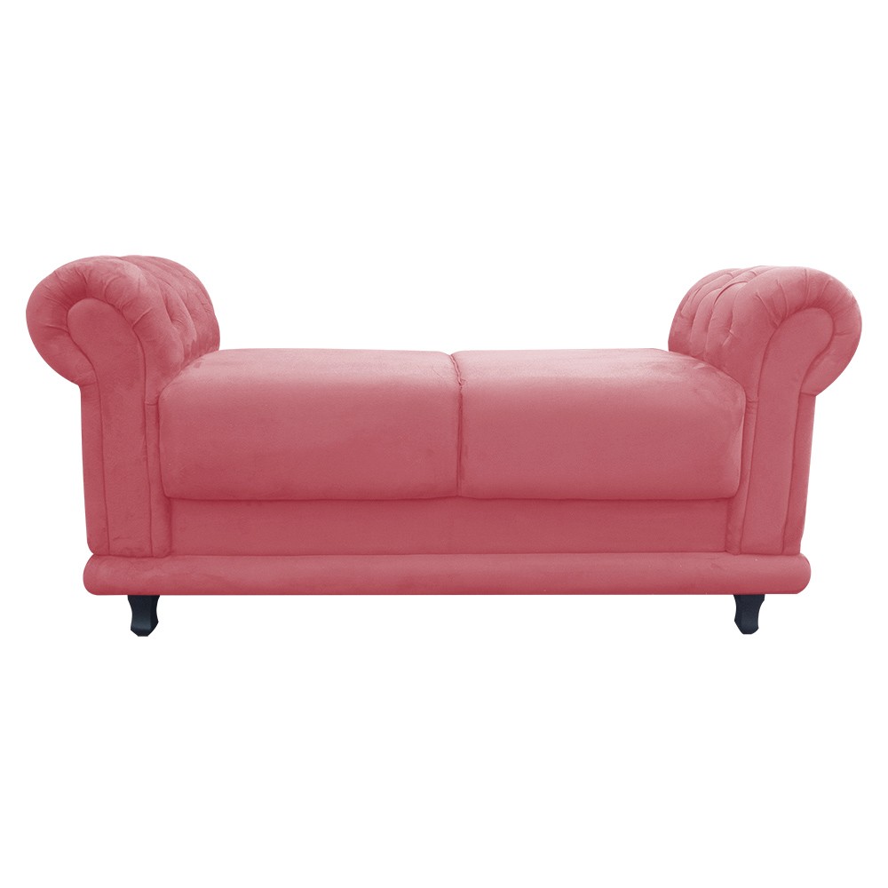 Recamier Barcelona Namoradeira Calçadeira Suede Rose com strass D'Rossi