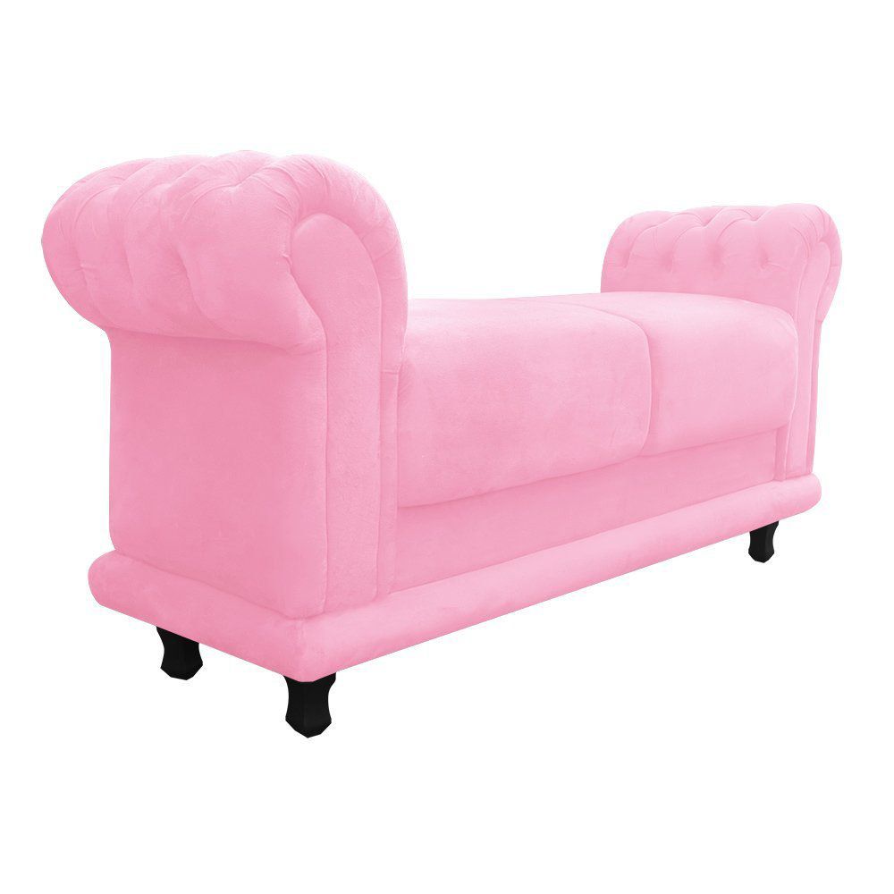 Recamier Barcelona Namoradeira Suede Rosa Bebê - D'Rossi