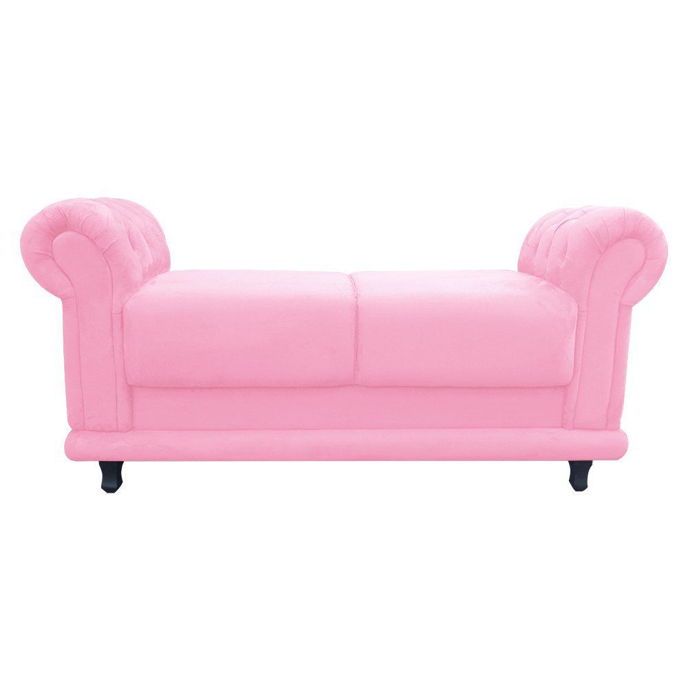 Recamier Barcelona Namoradeira Suede Rosa Bebê - D'Rossi