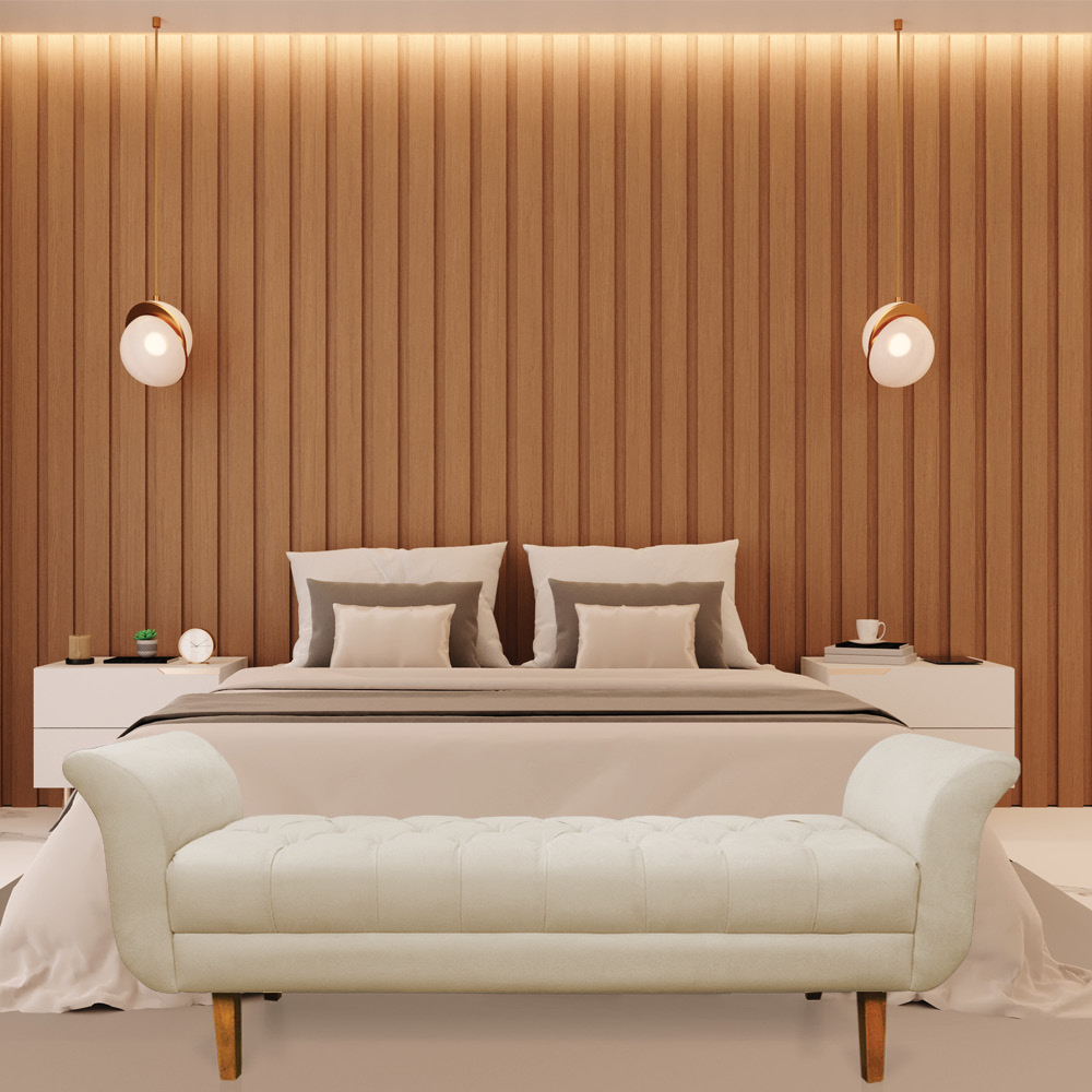 Recamier Olinda Suede 160 cm Pés Chanfrado Castanhos - D'Rossi