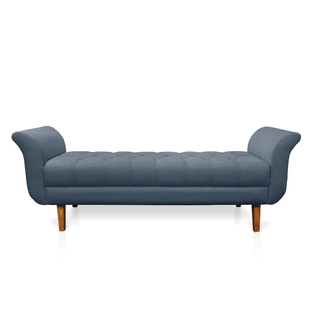 Recamier Olinda Suede Azul Marinho 160 cm Pés Chanfrado Castanhos - D'Rossi