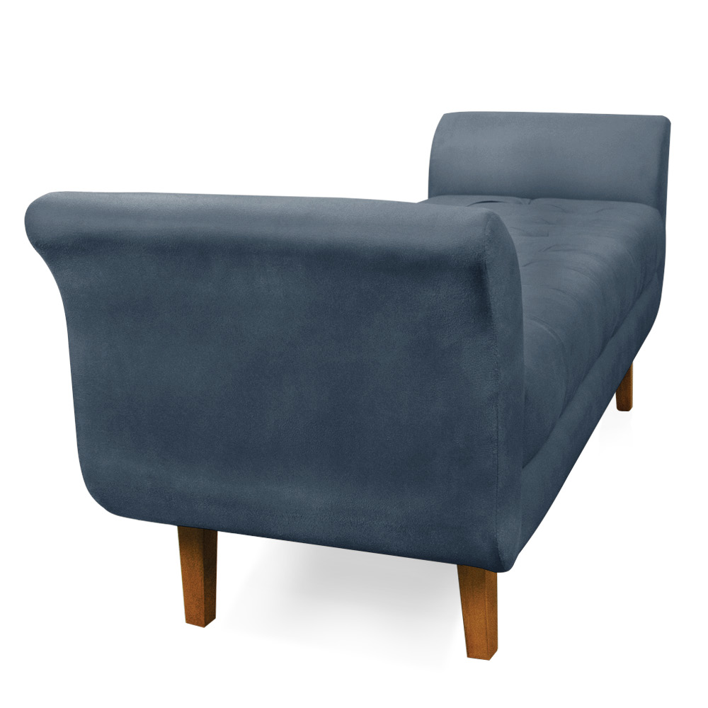 Recamier Olinda Suede Azul Marinho 160 cm Pés Chanfrado Castanhos - D'Rossi