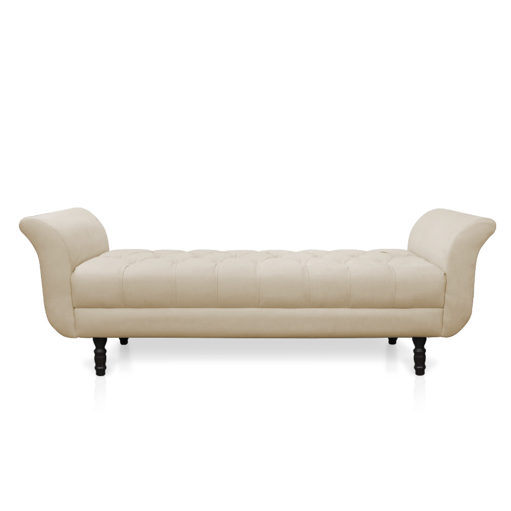 Recamier Olinda Suede Bege 160 cm Pés Torneados Tabaco - D'Rossi