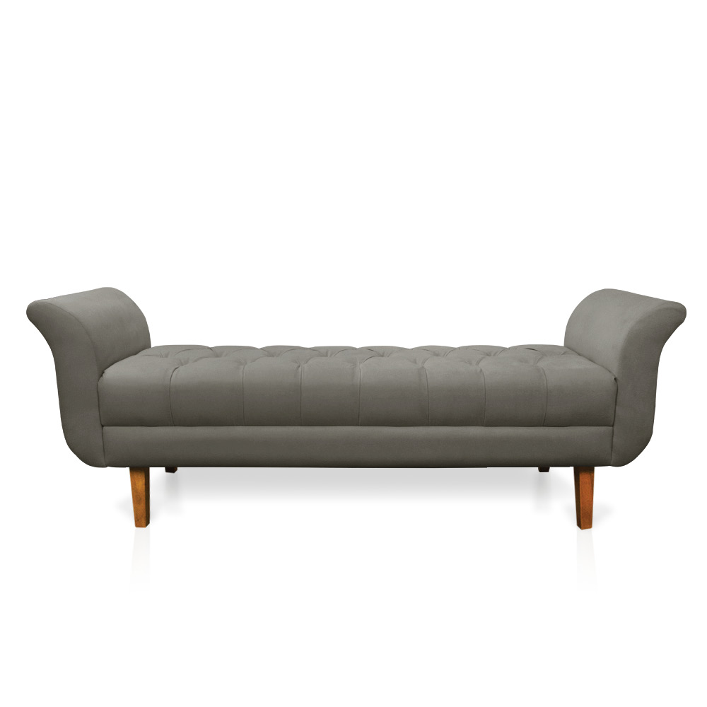 Recamier Olinda Suede Grafite 160 cm Pés Chanfrado Castanhos - D'Rossi