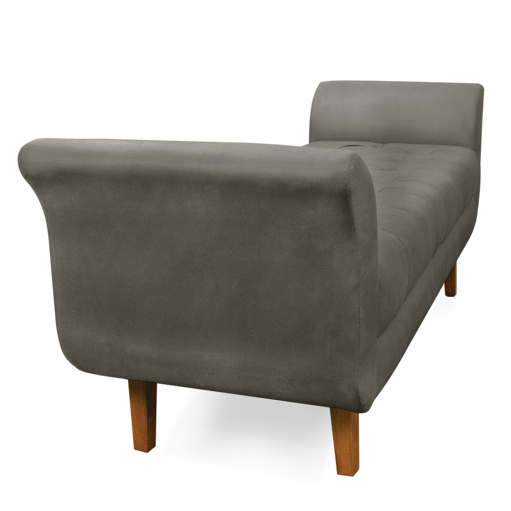 Recamier Olinda Suede Grafite 160 cm Pés Chanfrado Castanhos - D'Rossi