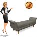 Recamier Olinda Suede Grafite 160 cm Pés Chanfrado Castanhos - D'Rossi