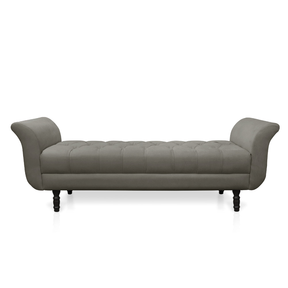 Recamier Olinda Suede Grafite 160 cm Pés Torneados Tabaco - D'Rossi