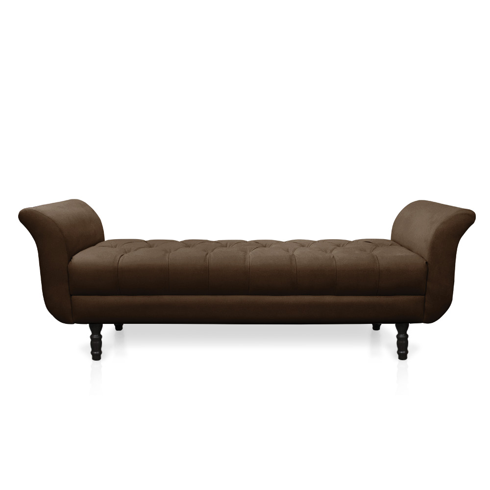 Recamier Olinda Suede Marrom 160 cm Pés Torneados Tabaco - D'Rossi