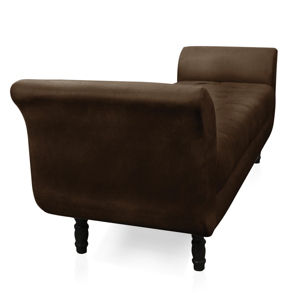 Recamier Olinda Suede Marrom 160 cm Pés Torneados Tabaco - D'Rossi