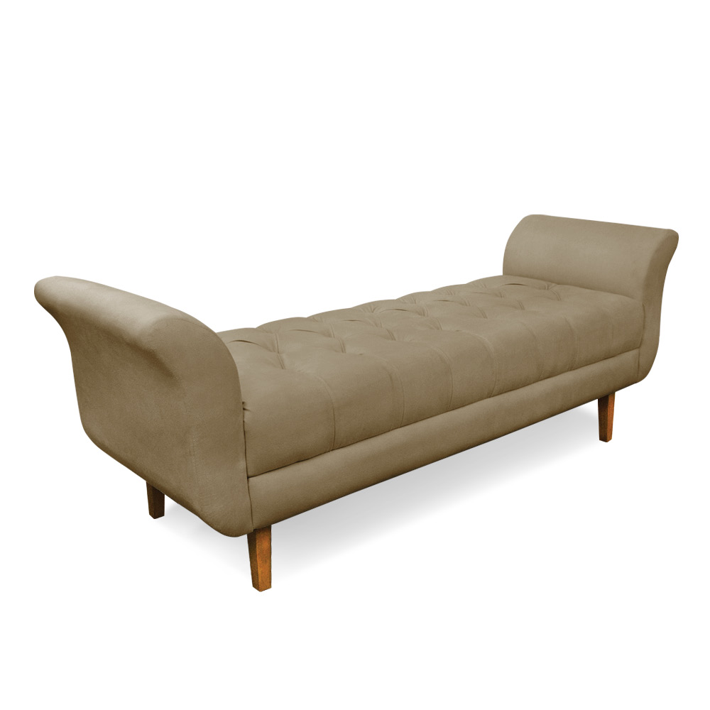 Recamier Olinda Suede Marrom Rato 160 cm Pés Chanfrado Castanhos - D'Rossi