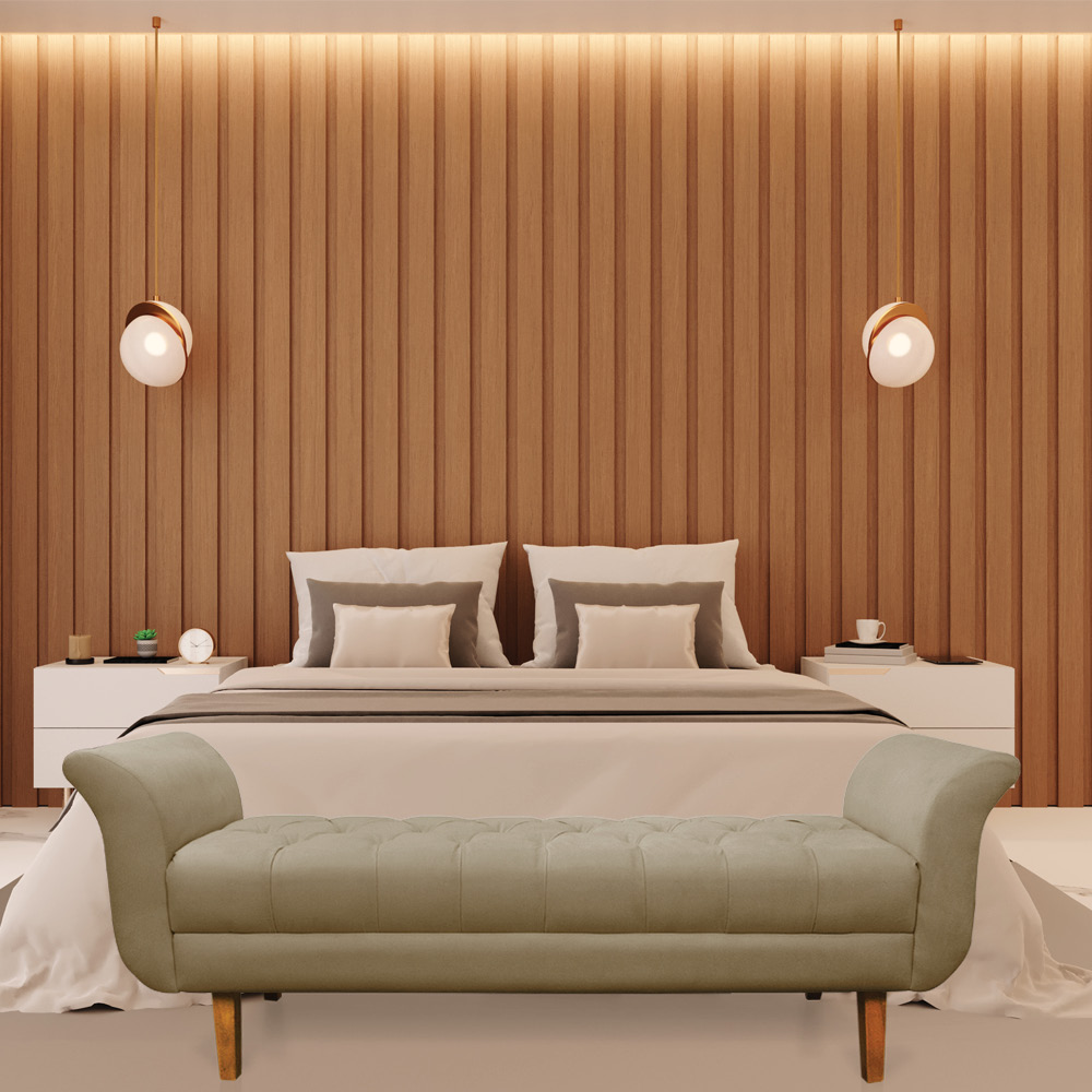 Recamier Olinda Suede Marrom Rato 160 cm Pés Chanfrado Castanhos - D'Rossi