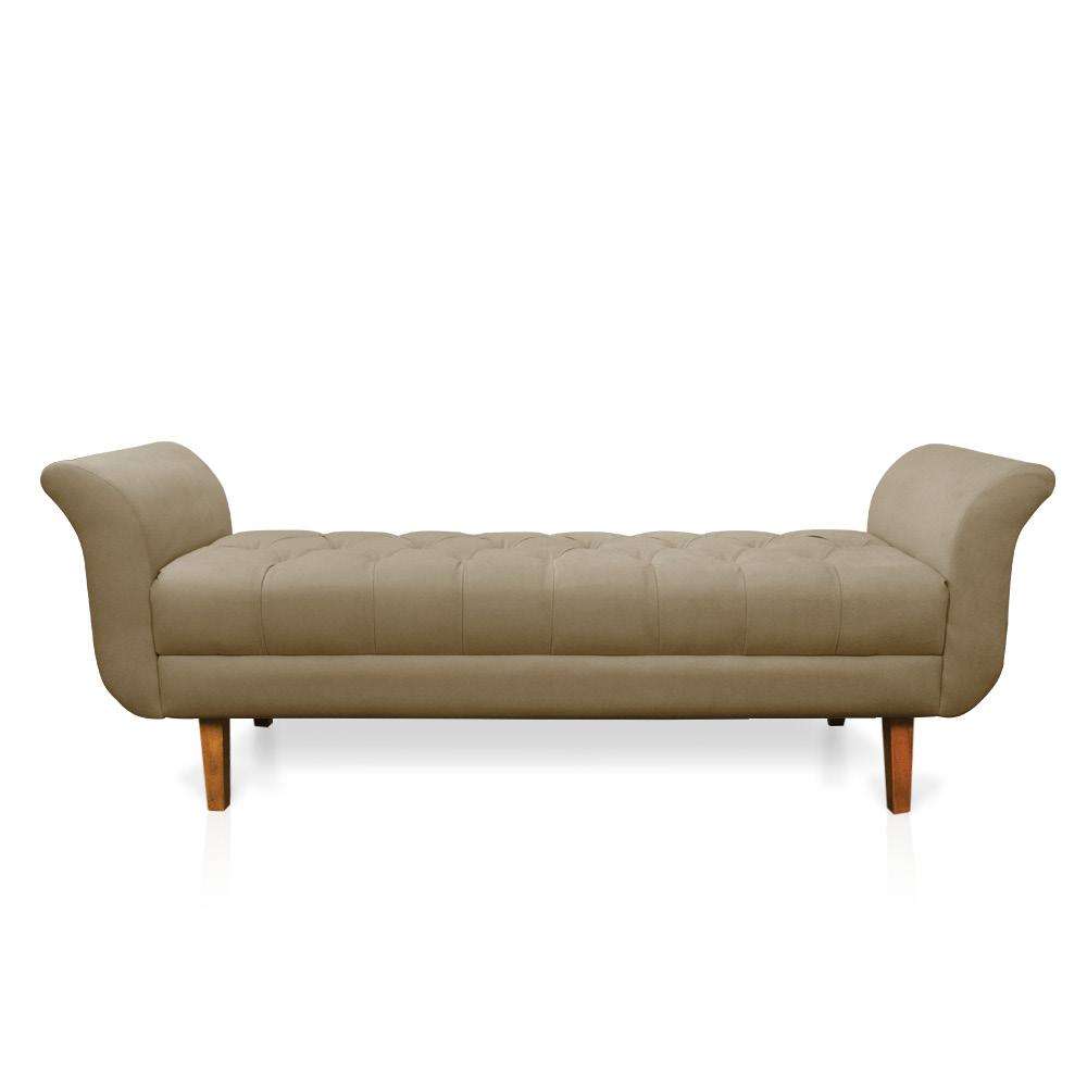 Recamier Olinda Suede Marrom Rato 160 cm Pés Chanfrado Castanhos - D'Rossi