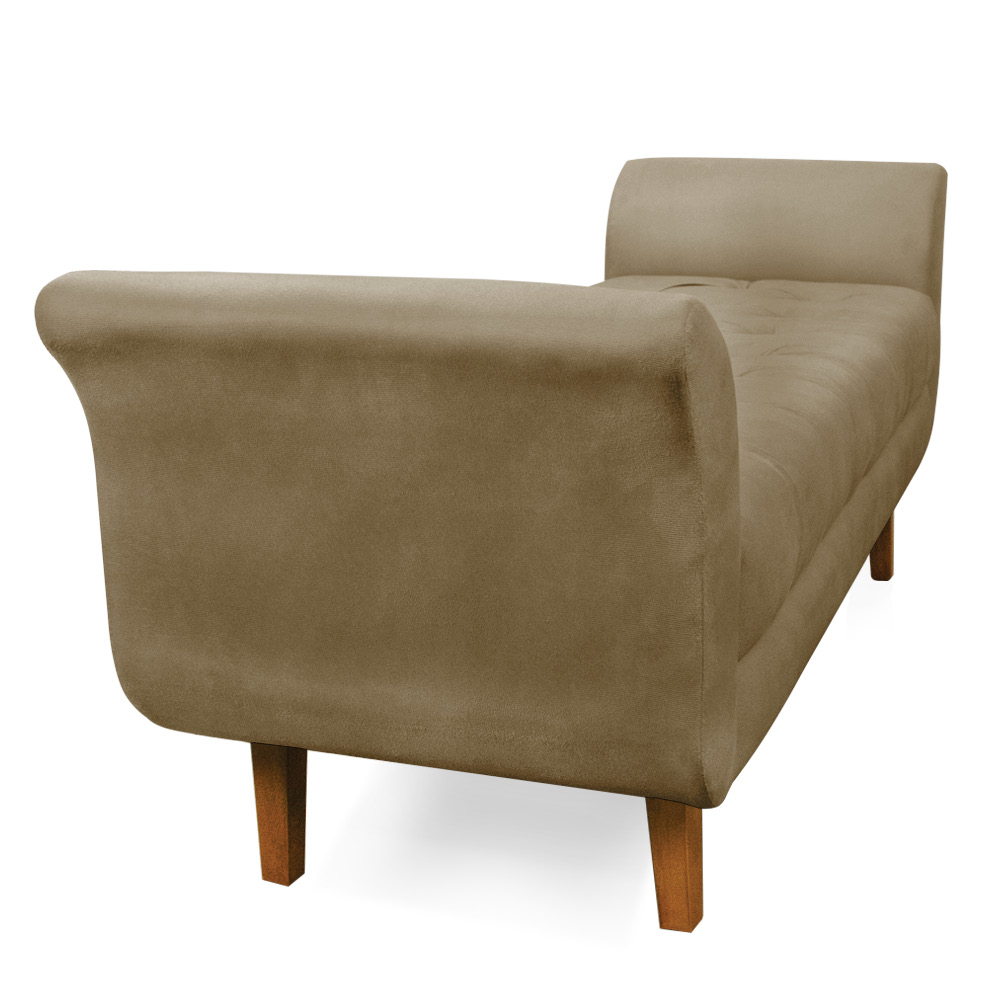 Recamier Olinda Suede Marrom Rato 160 cm Pés Chanfrado Castanhos - D'Rossi