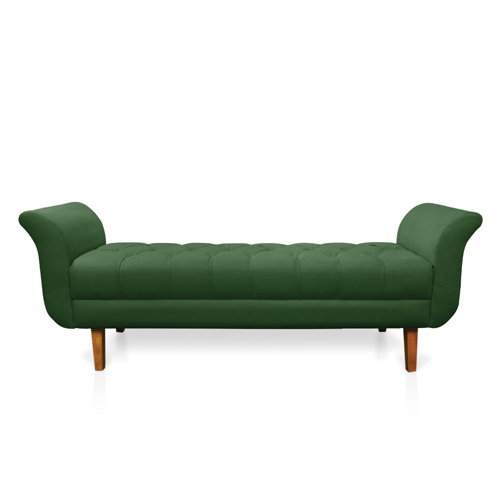 Recamier Olinda Suede Verde 160 cm Pés Chanfrado Castanhos - D'Rossi