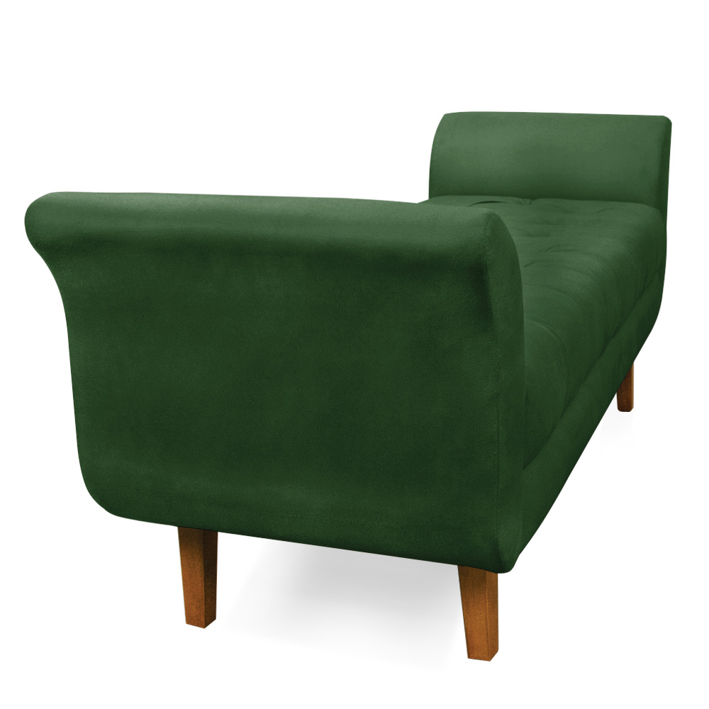 Recamier Olinda Suede Verde 160 cm Pés Chanfrado Castanhos - D'Rossi