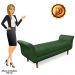 Recamier Olinda Suede Verde 160 cm Pés Chanfrado Castanhos - D'Rossi