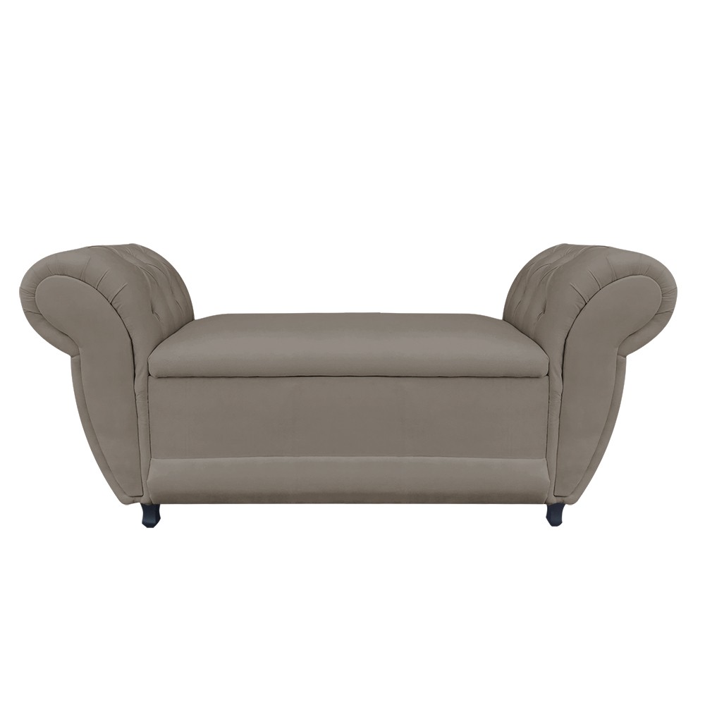 Recamier com Baú Grécia 195 cm Namoradeira Calçadeira Suede Marrom Rato D'Rossi