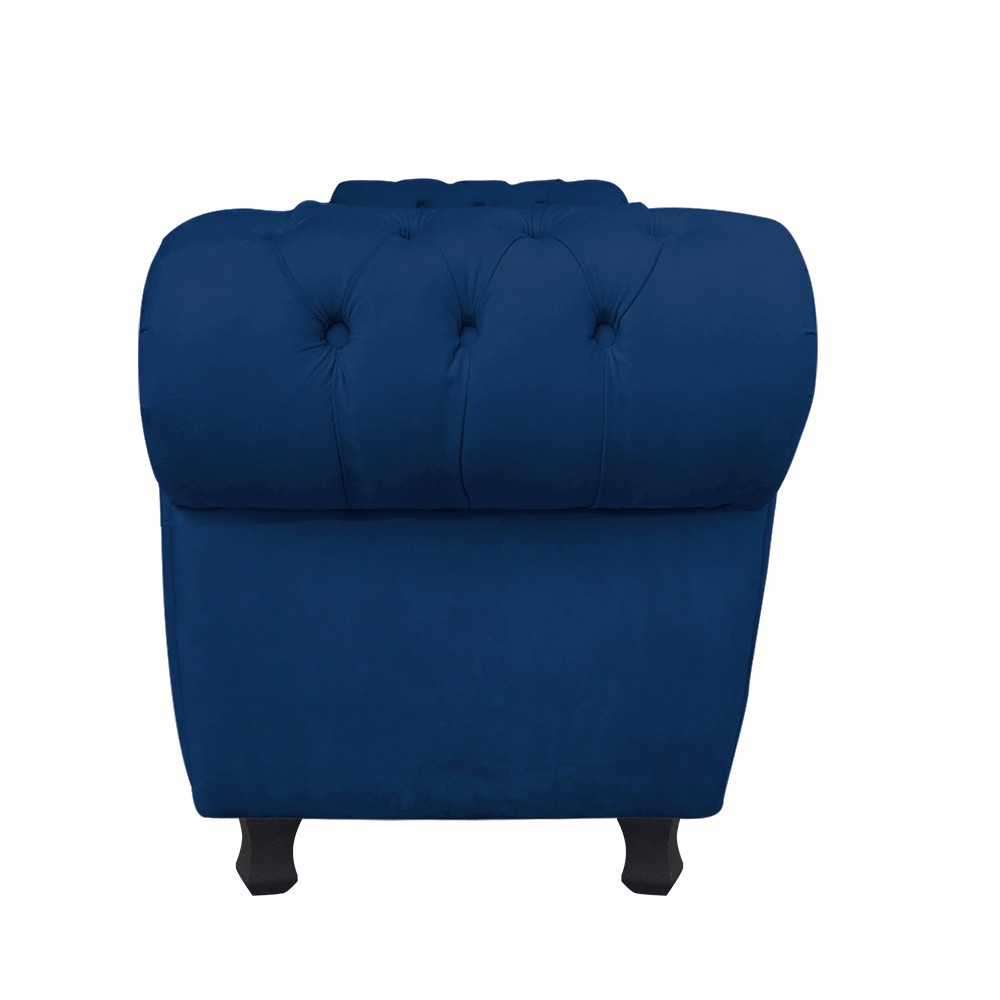 Recamier com Baú Grécia Namoradeira Calçadeira 195 cm Suede Azul Marinho D'Rossi