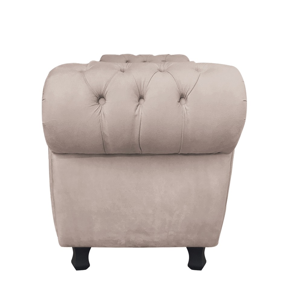 Recamier com Baú Grécia Namoradeira Calçadeira 195 cm Suede Bege D'Rossi