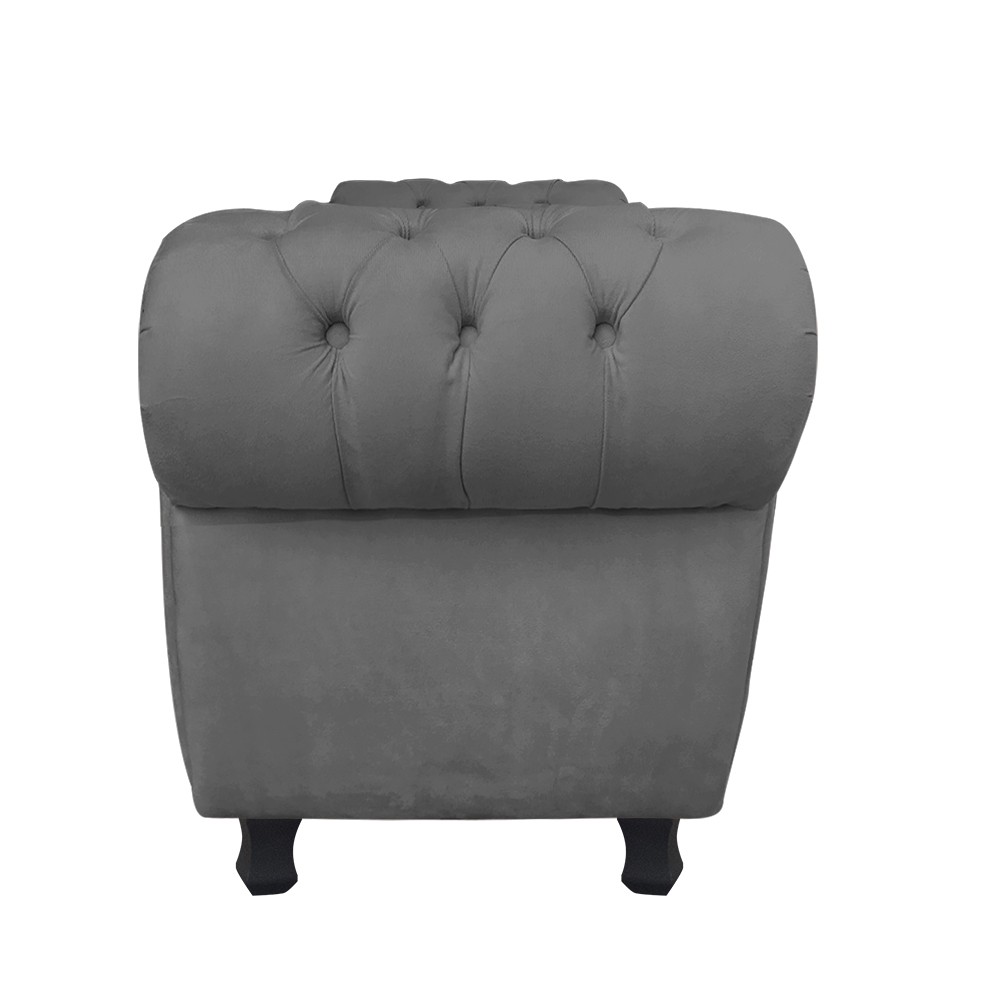 Recamier com Baú Grécia Namoradeira Calçadeira 195 cm Suede Grafite D'Rossi