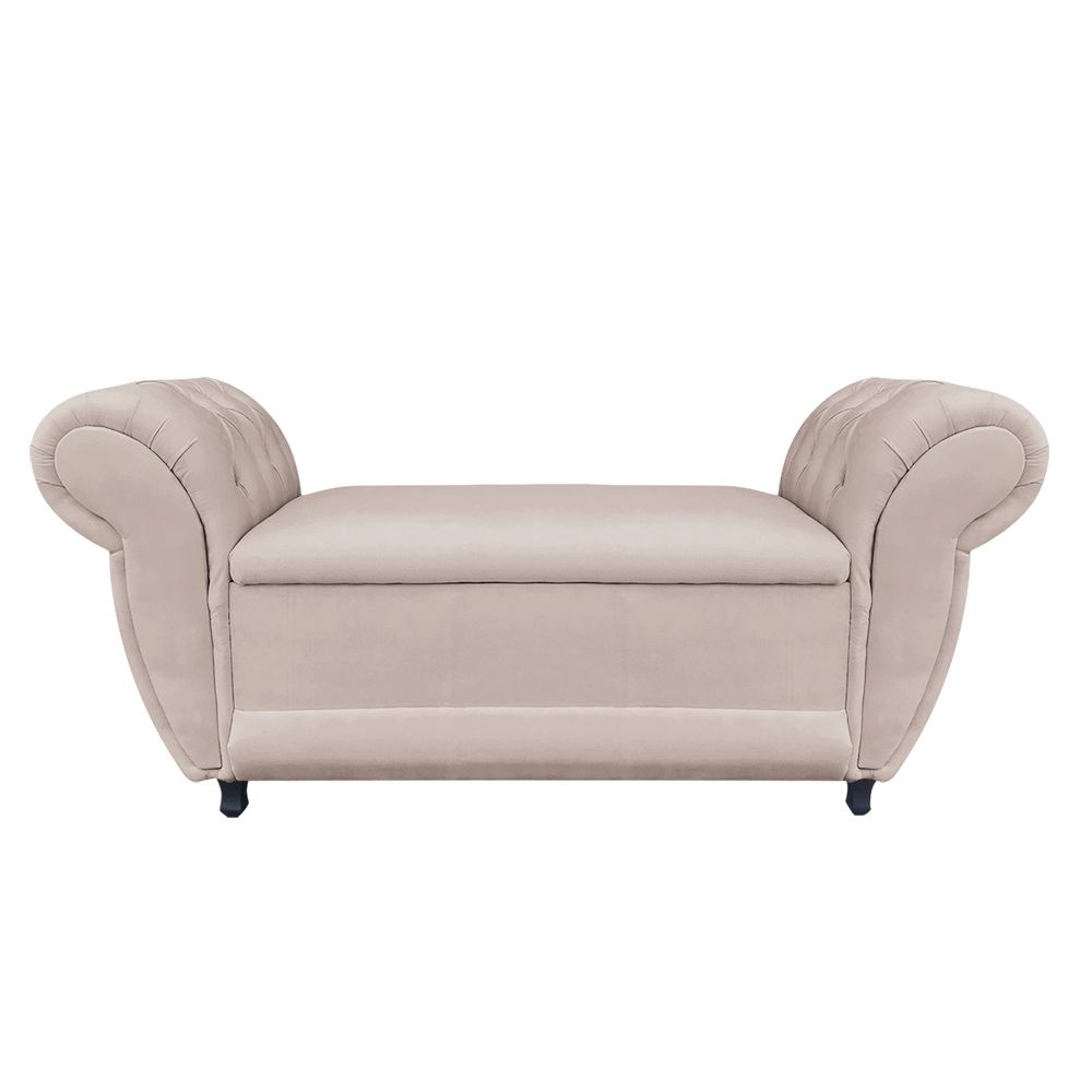 Recamier com Baú Grécia Namoradeira Calçadeira Suede - D'Rossi