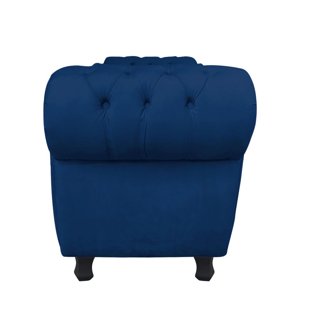 Recamier com Baú Grécia Namoradeira Calçadeira Suede Azul Marinho - D'Rossi