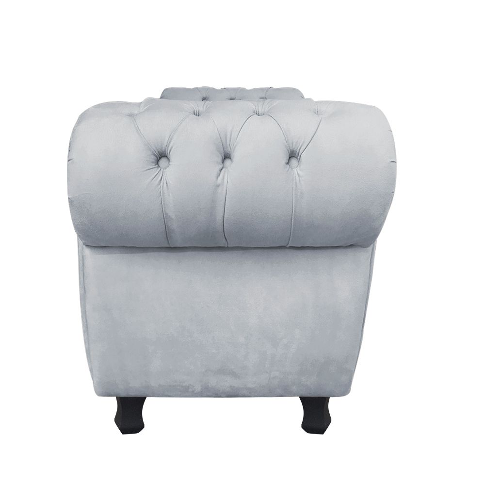 Recamier com Baú Grécia Namoradeira Calçadeira Suede Cinza - D'Rossi