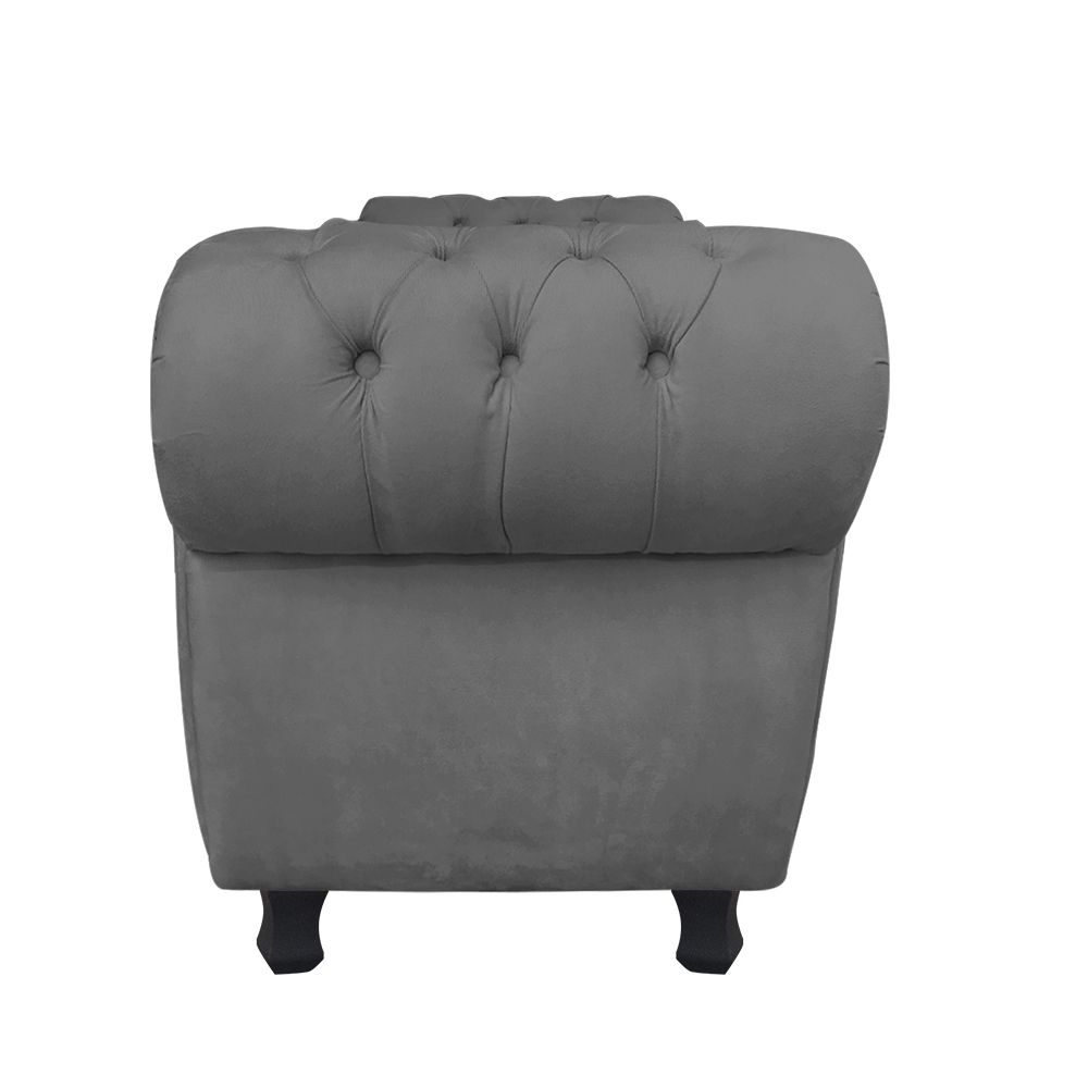 Recamier com Baú Grécia Namoradeira Calçadeira Suede Grafite - D'Rossi