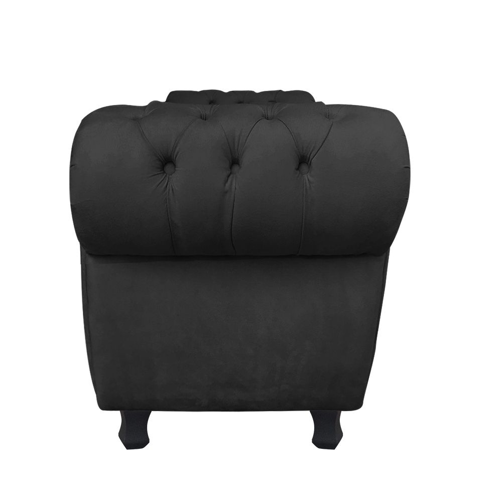 Recamier com Baú Grécia Namoradeira Calçadeira Suede Preto - D'Rossi