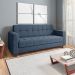 Sofá 03 Lugares Arezzo Suede Azul Marinho Pés Chanfrado Tabaco - D'Rossi