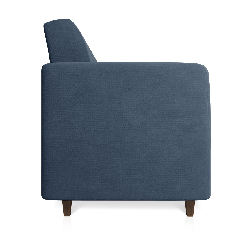 Sofá 03 Lugares Arezzo Suede Azul Marinho Pés Chanfrado Tabaco - D'Rossi