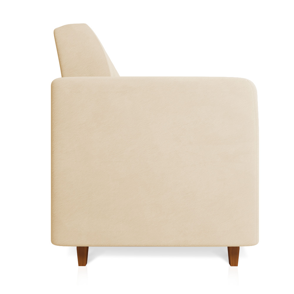 Sofá 03 Lugares Arezzo Suede Bege Pés Chanfrado Castanho - D'Rossi