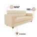Sofá 03 Lugares Arezzo Suede Bege Pés Chanfrado Castanho - D'Rossi