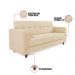 Sofá 03 Lugares Arezzo Suede Bege Pés Chanfrado Tabaco - D'Rossi
