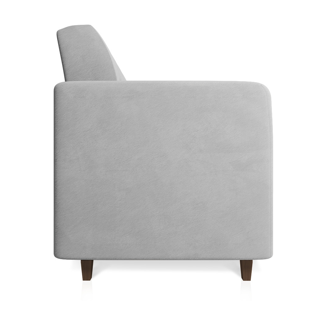 Sofá 03 Lugares Arezzo Suede Cinza Pés Chanfrado Tabaco - D'Rossi